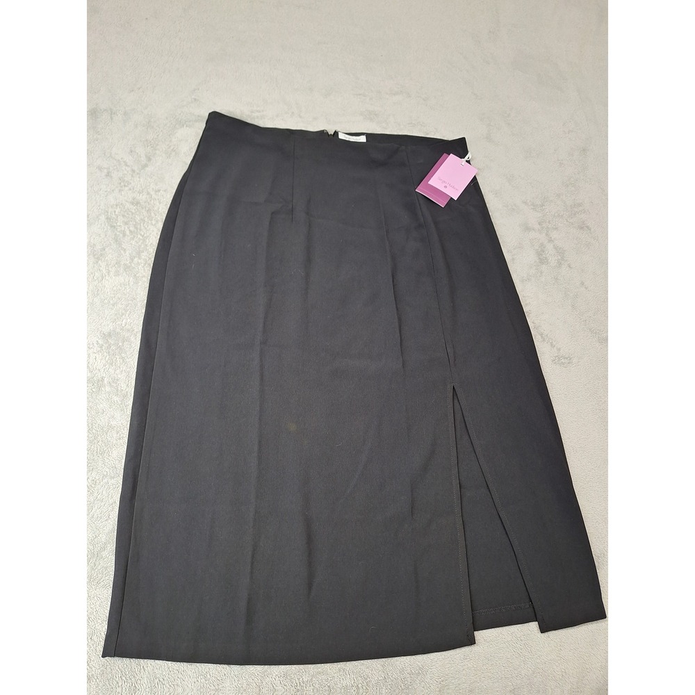 Sergio Hudson Target Black Front Slit Midi Pencil Skirt Ebony Plus Size 1X NWT